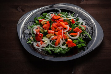 pepper cucumber and onion salad seasoned with mustard