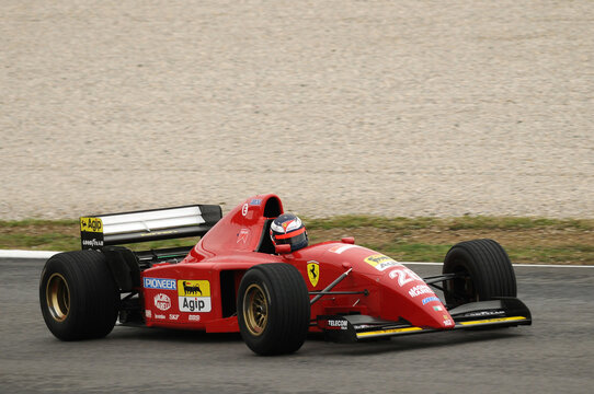 MUGELLO, IT, November, 2011: Gherard Berger run with Historic Ferrari F1 412T 1995 during Finali Mondiali Ferrari 2011 into the mugello circuit in italy