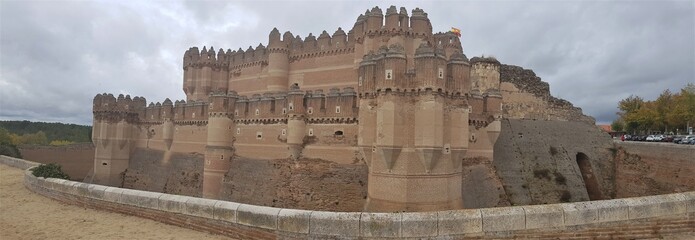 landscape of coca castle in Segovia, Spain. 
Mudejar Gothic style