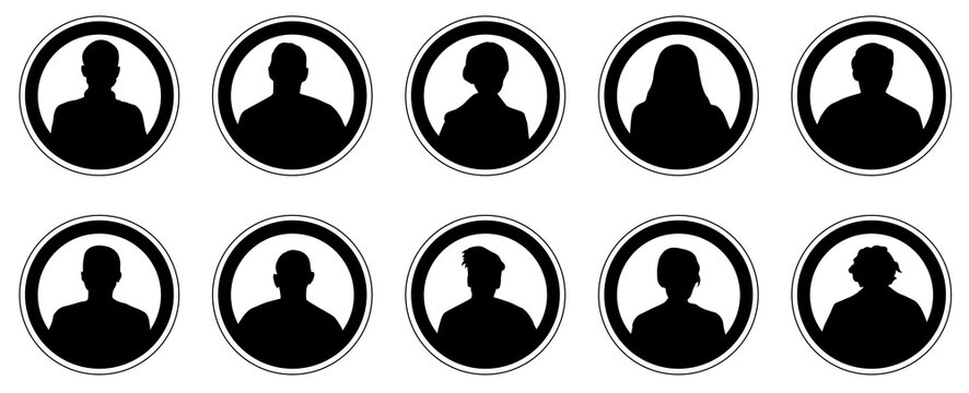 Silhouettes of human avatar, set of icons,stickers. Vector illustration