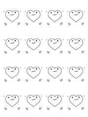 set of funny cartoon hearts