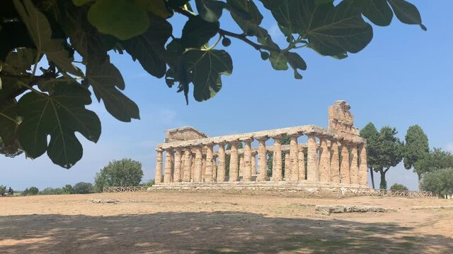 The Temple of Athena, a Greek temple at the archeological site of Paestum, in Capaccio Paestum, in the province of Salerno in the Campania region of south-western Italy