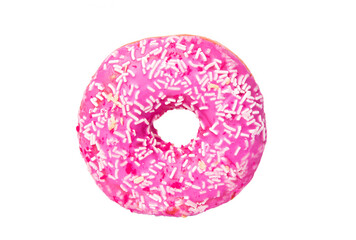 Pink donut isolated on white