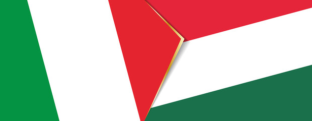 Italy and Hungary flags, two vector flags.
