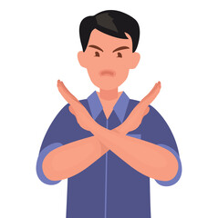 Man shows a gesture no or stop.