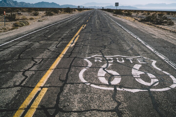 Empty asphalt road Route 66