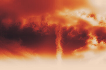 The red sky background looked like smoke and fire. bomb Violent.