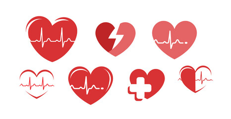 Health logo. Heart, pharmacy, hospital symbol
