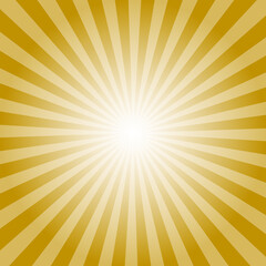 Obraz premium Sunburst background. Ecru yellow radiate sun beam burst effect. Sunbeam light flash boom. Sunrise glow burst. Solar radiance glare, retro design illustration.