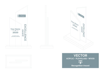 Trophy Vector Template, Business trophy Distinction Award, Corporate Recognition trophy Award