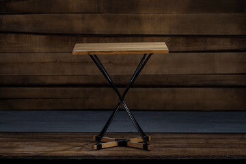 Closeup of a loft-style foldable table
