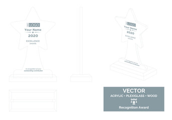 Fototapeta premium Star trophy Vector Template, Business trophy Distinction Award, Corporate Recognition trophy Award