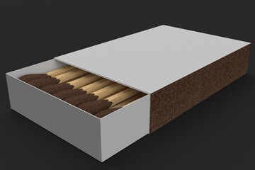 matchbox with matches 3d illustration