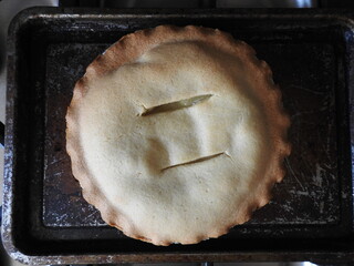pie on a baking tray