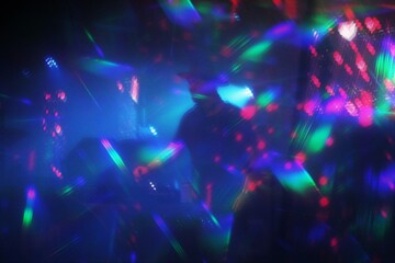 abstract lights nightclub dance party synthwave background lights and lasers through hologram glasses stock, photo, photograph, picture, image