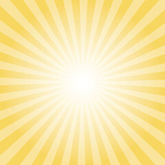 Obraz premium Sunburst background. Energy yellow radiate sun beam burst effect. Sunbeam light flash boom. Sunrise glow burst. Solar radiance glare, retro design illustration.