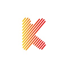 Letter k vector line logo design.Creative line art design.line logo with gradient.Line letter logotype