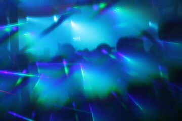 Fototapeta na wymiar neon abstract lights nightclub dance party synthwave background lights and lasers through hologram glasses stock, photo, photograph, picture, image