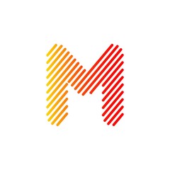 Letter m vector line logo design.Creative line art design.line logo with gradient.Line letter logotype