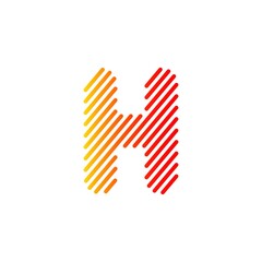 Letter h vector line logo design.Creative line art design.line logo with gradient.Line letter logotype