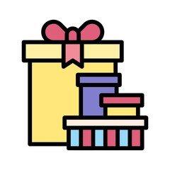 gift box related gift boxes with ribbon, bow and strips vector with editable stroke