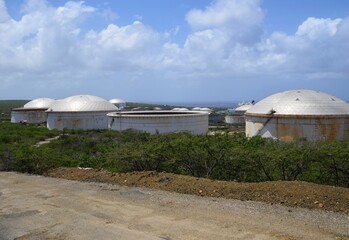 Oil storage tanks at the crude oil storage facility at Bullenbaai near Willemstad Curacao