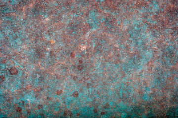 blue, rusty and grunge painted metal texture of a junk car body