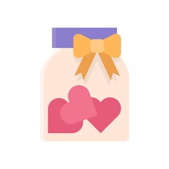 gift box related jar gift box with hearts, ribbon vector in flat style,