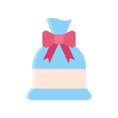 gift box related gift sack with ribbon and bow vector in flat style,