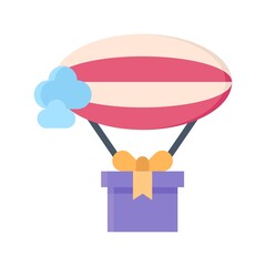 gift box related gift box with parachute and clouds vector in flat style,