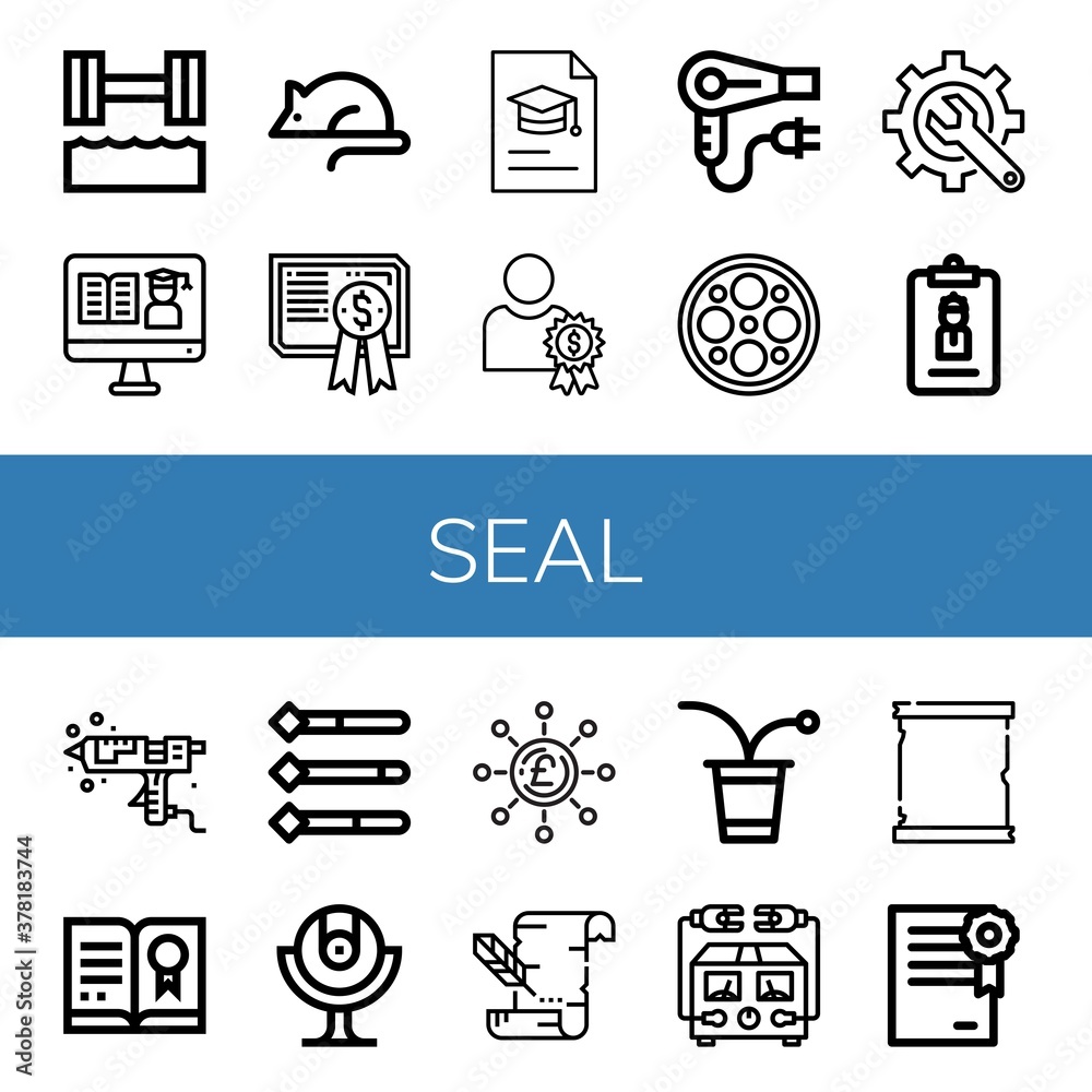 Wall mural seal icon set