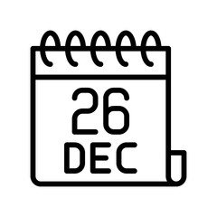 gift box related written text on calendar vector in lineal style,