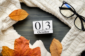 third day of autumn month calendar october