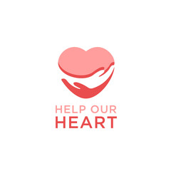 hand and heart love affection symbol, hug take care the heart logo design