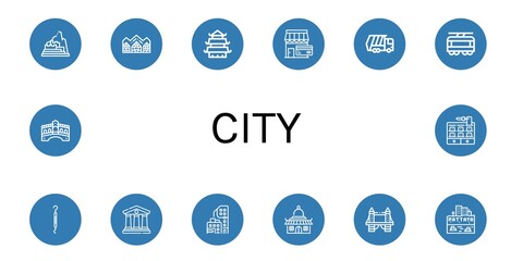 city simple icons set