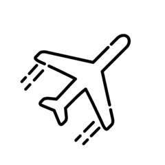 Airplane icon with thin line.