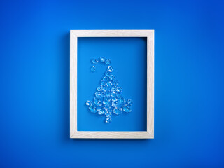 concept new year, Christmas. Christmas tree of ice crystals in frame
