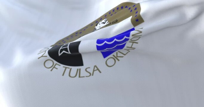 Tulsa city flag, city of USA or United States of America - loop