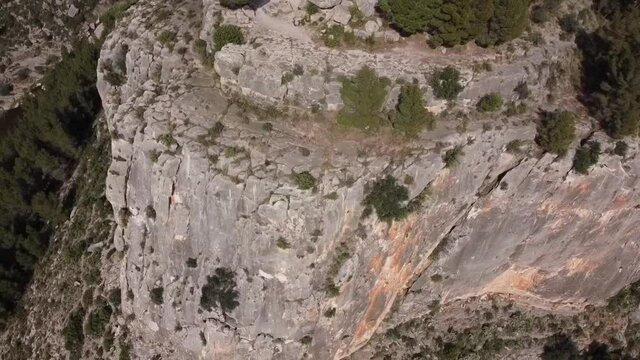 Middle Ages tower on the top of a rugged mountain in Jerica, Spain.