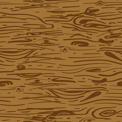 Cartoon wood texture. Brown seamless pattern with flowing lines.