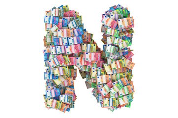 Letter N from euro packs. 3D rendering