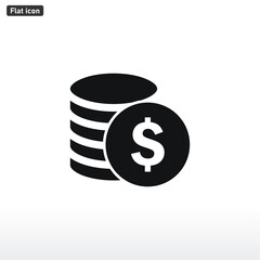 Coins icon vector . Coins with dollar