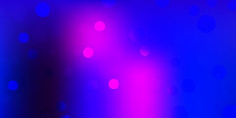 Dark pink, blue vector background with bubbles.