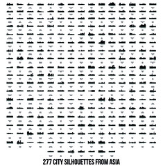 Set of 277 City Silhouette from Asia ( Phnom Penh, Beijing, China, Russia, Turkey, India, Moscow, Japan, Tokyo, Cairo, Egypt, Indonesia, Jakarta, Jerusalem, Pyongyang, North Korea, Seoul, Malaysia )