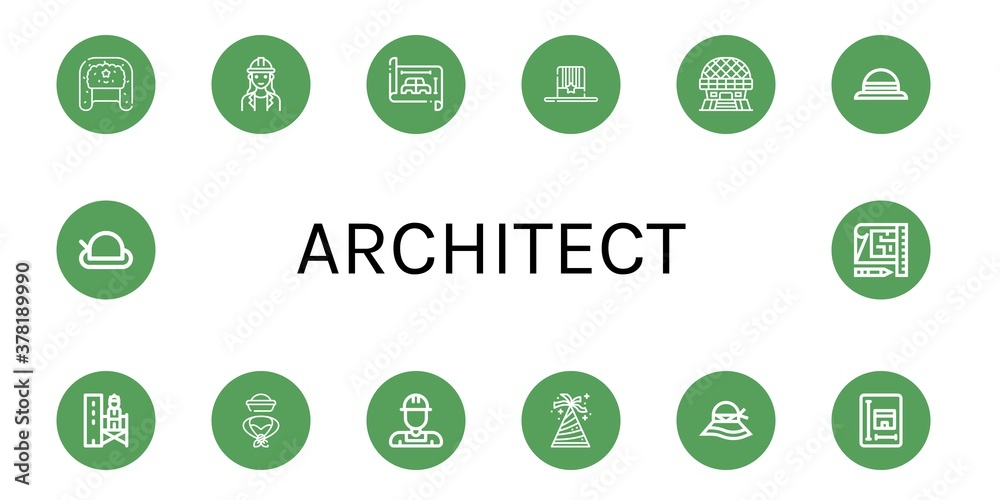 Wall mural architect simple icons set