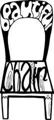 lettering -dream  chair,on the background of a retro chair,hand-drawn with a liner,doodle