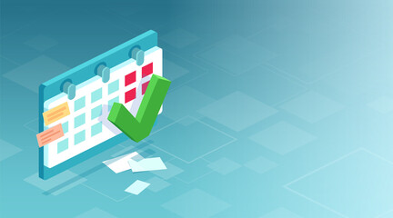 vector of a calendar with green mark