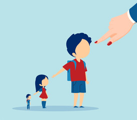 Vector of children blaming one another