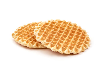Round Belgium Waffles, isolated on white background