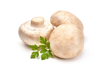 Fresh Champignon mushrooms, isolated on white background